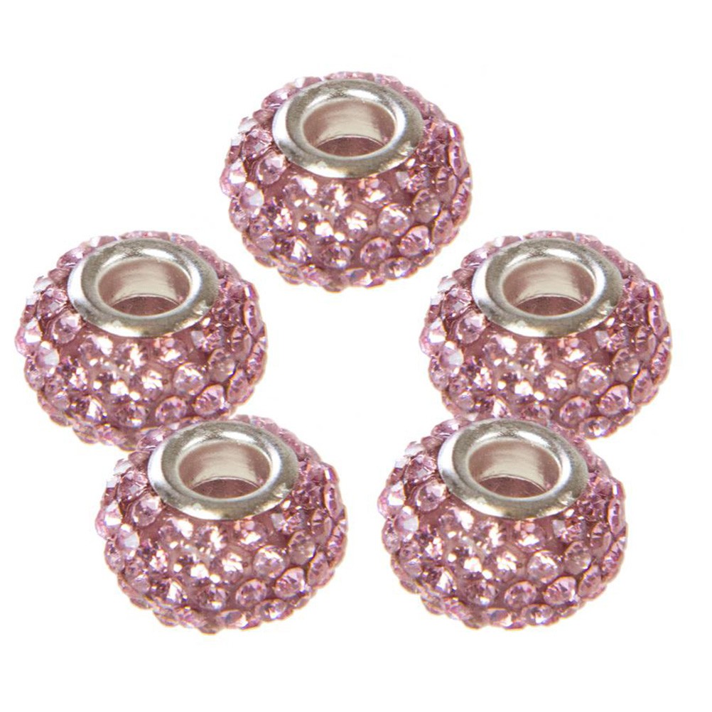Perles shamballa rondes soucoupes strass cristal ( 5 pièces ) ( 14 mm de diamètre )