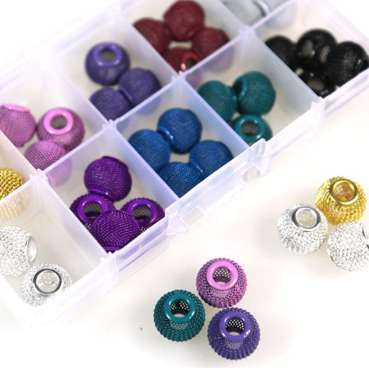 Kit de perles boules tressées de plusieurs couleurs