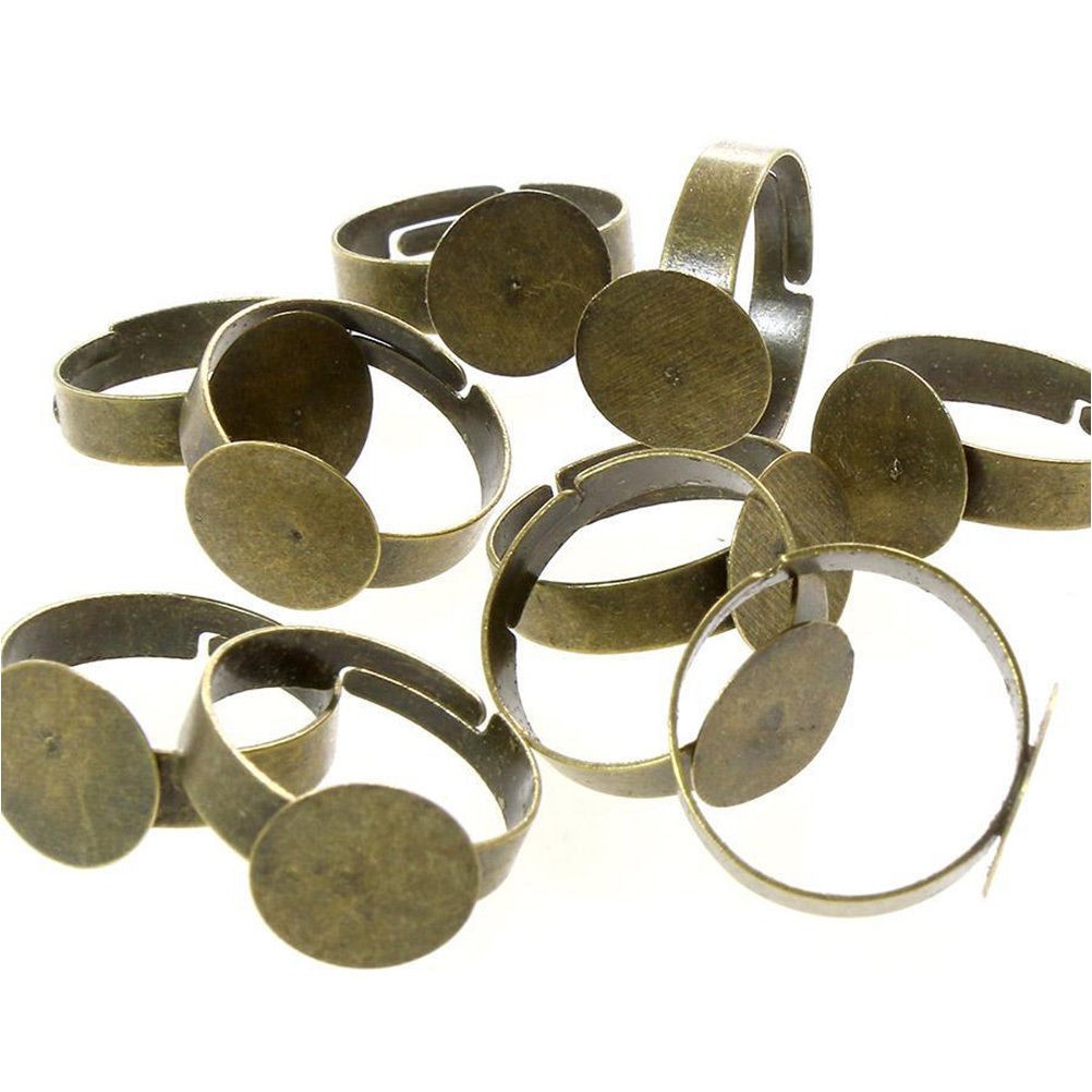 Supports de bagues réglables pour la création de bijoux tamis 12 mm (10 pièces)