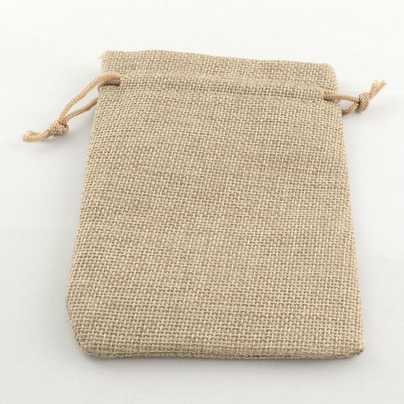 Pochettes jute 18x13 cm avec cordon lot de 10