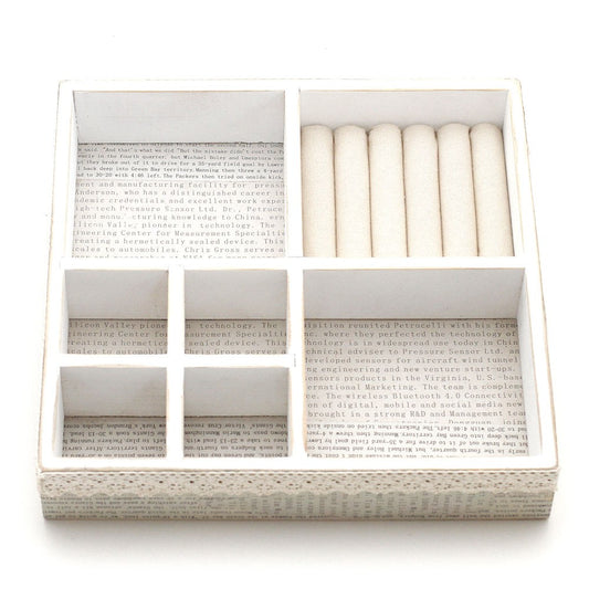 Plateau bijoux et bagues en bois et tissu 8 compartiments