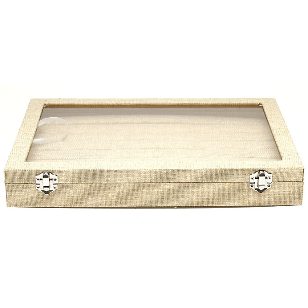 Coffret mallette pour bagues toile de jute