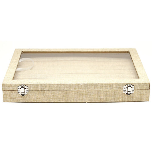 Coffret mallette pour bagues toile de jute