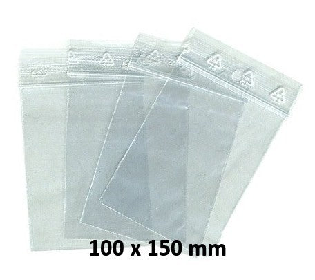 Sachets pochettes plastique zip 100 x 150 mm