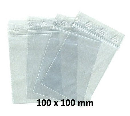 Sachets pochettes plastique zip 100 x 100 mm
