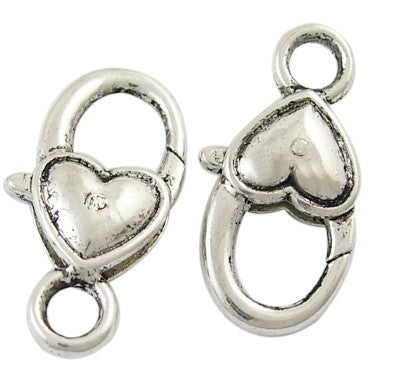 Fermoir mousqueton coeur style tibétain 27 mm