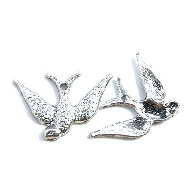 Breloque pendentif hirondelle argenté style tibétain