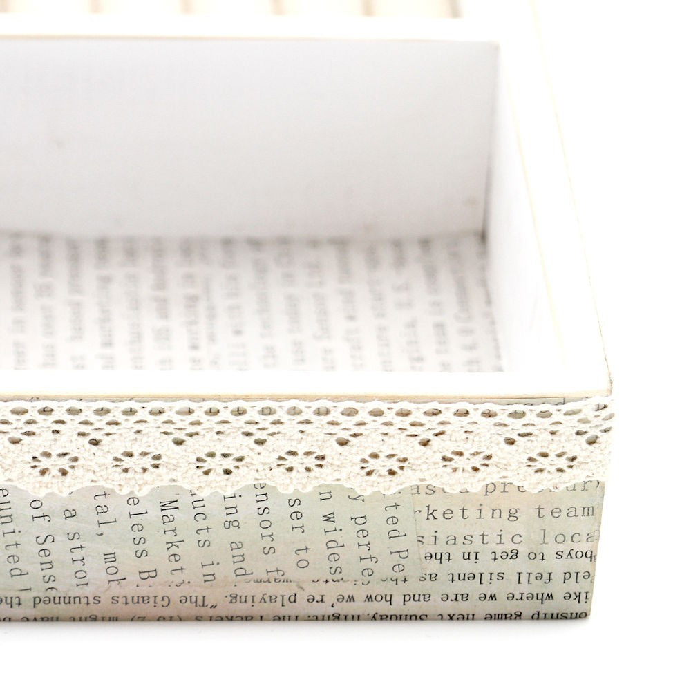 Plateau bijoux et bagues en bois et tissu 8 compartiments