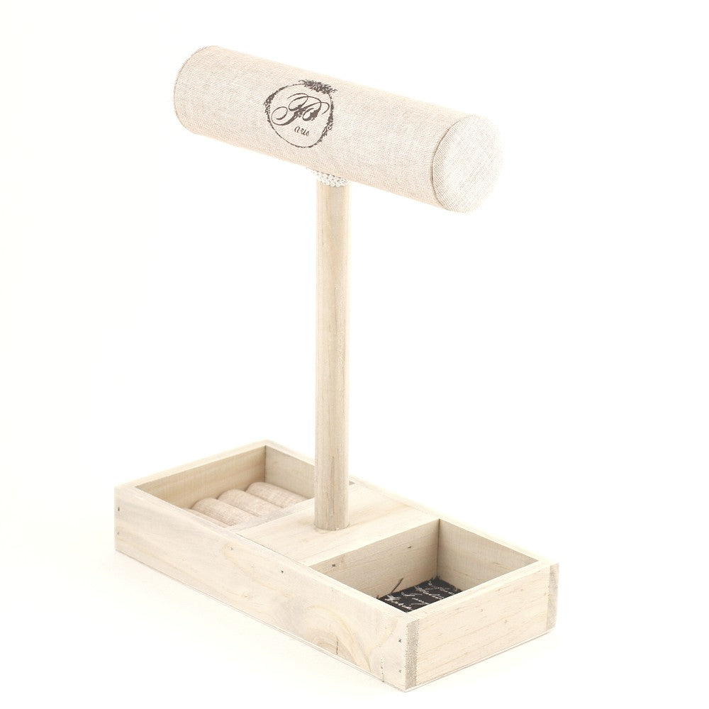 Jonc porte bracelet 1 rang bois et tissu Paris