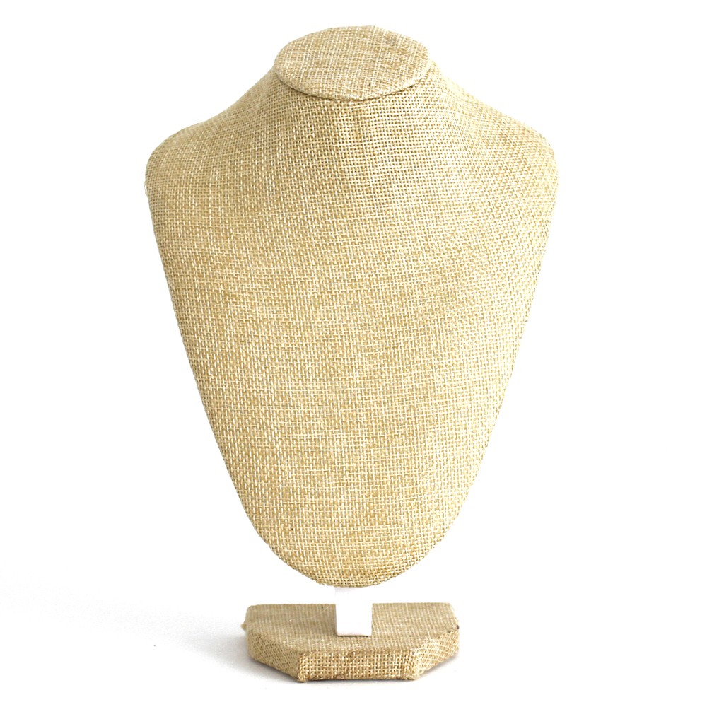 Buste porte collier toile de jute 18 cm