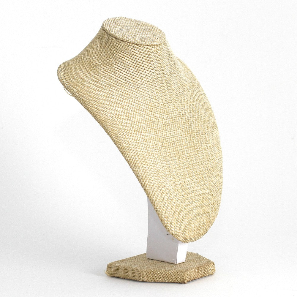 Buste porte collier toile de jute 18 cm