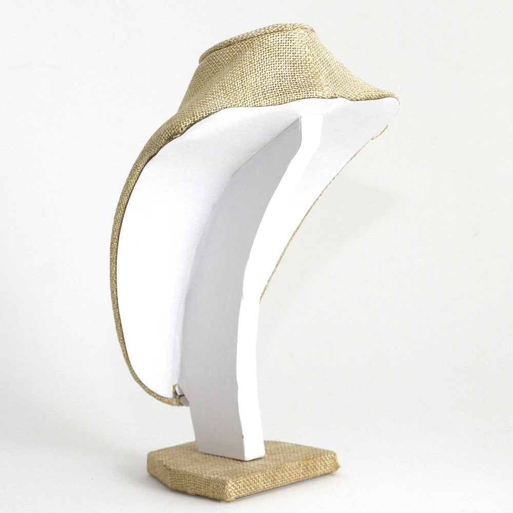 Buste porte collier toile de jute 18 cm