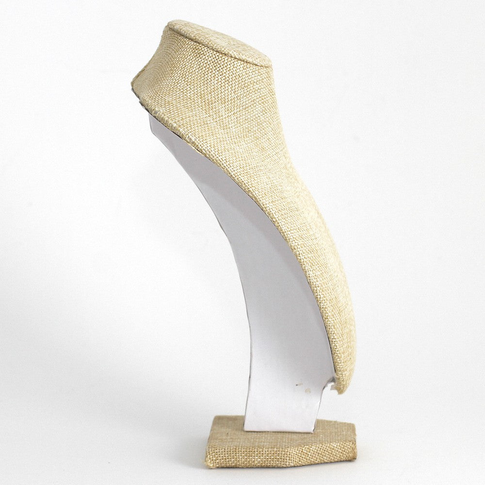 Buste porte collier toile de jute 18 cm