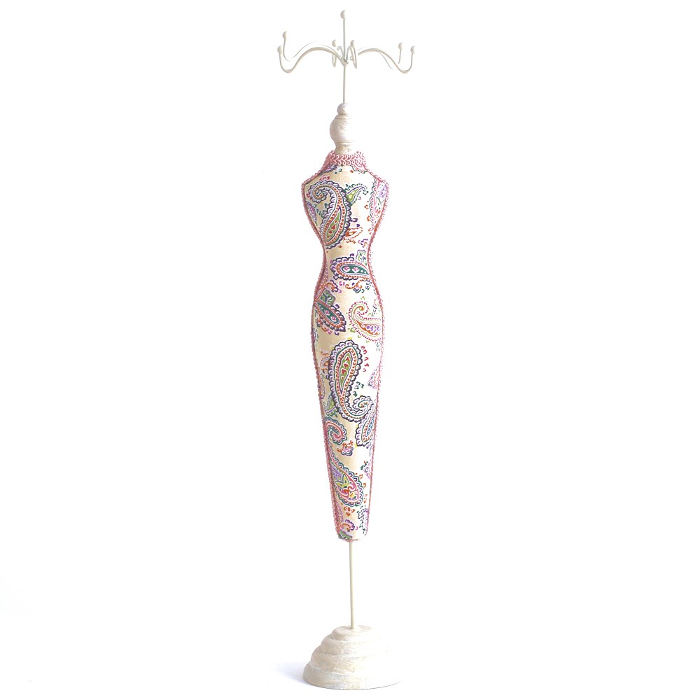 Porte bijoux grande poupée mannequin tissu rose