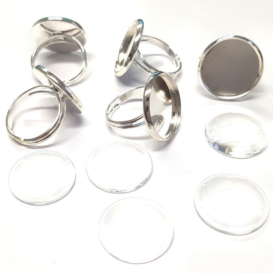 Kit support bague rond avec cabochon (5 pièces)