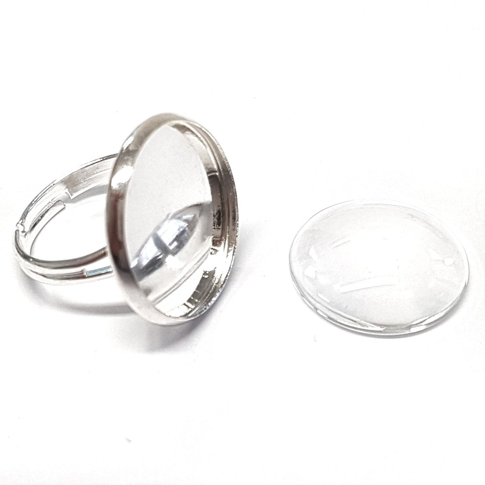 Kit support bague rond avec cabochon (5 pièces)