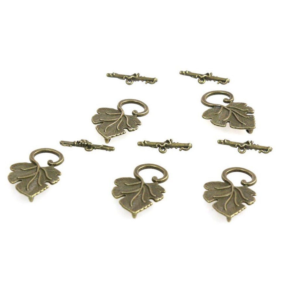 Fermoir t toggle Feuille de Vigne 36 x 22 mm (5 pièces)