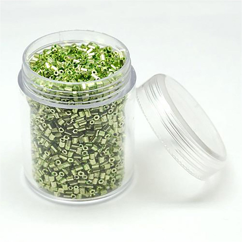 Perles de rocaille irisées tubes à facettes 1.8 à 2.3 mm (3000 pièces)