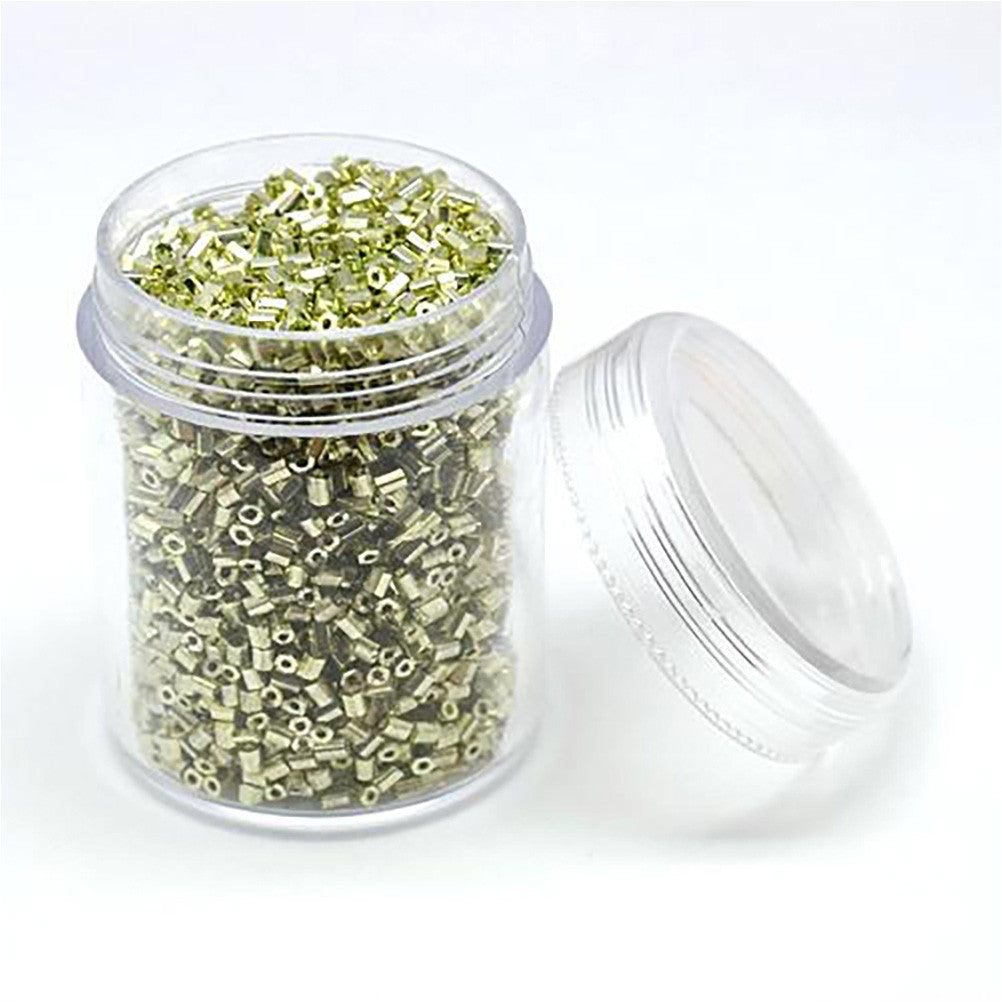 Perles de rocaille irisées tubes à facettes 1.8 à 2.3 mm (3000 pièces)