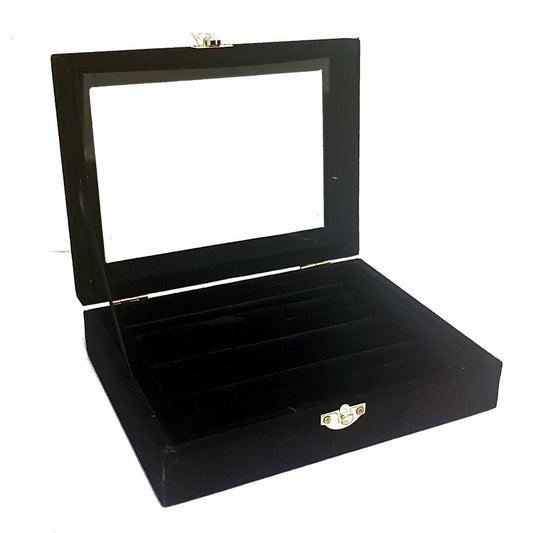 Coffret mallette pour bagues velours noir 20x15 cm