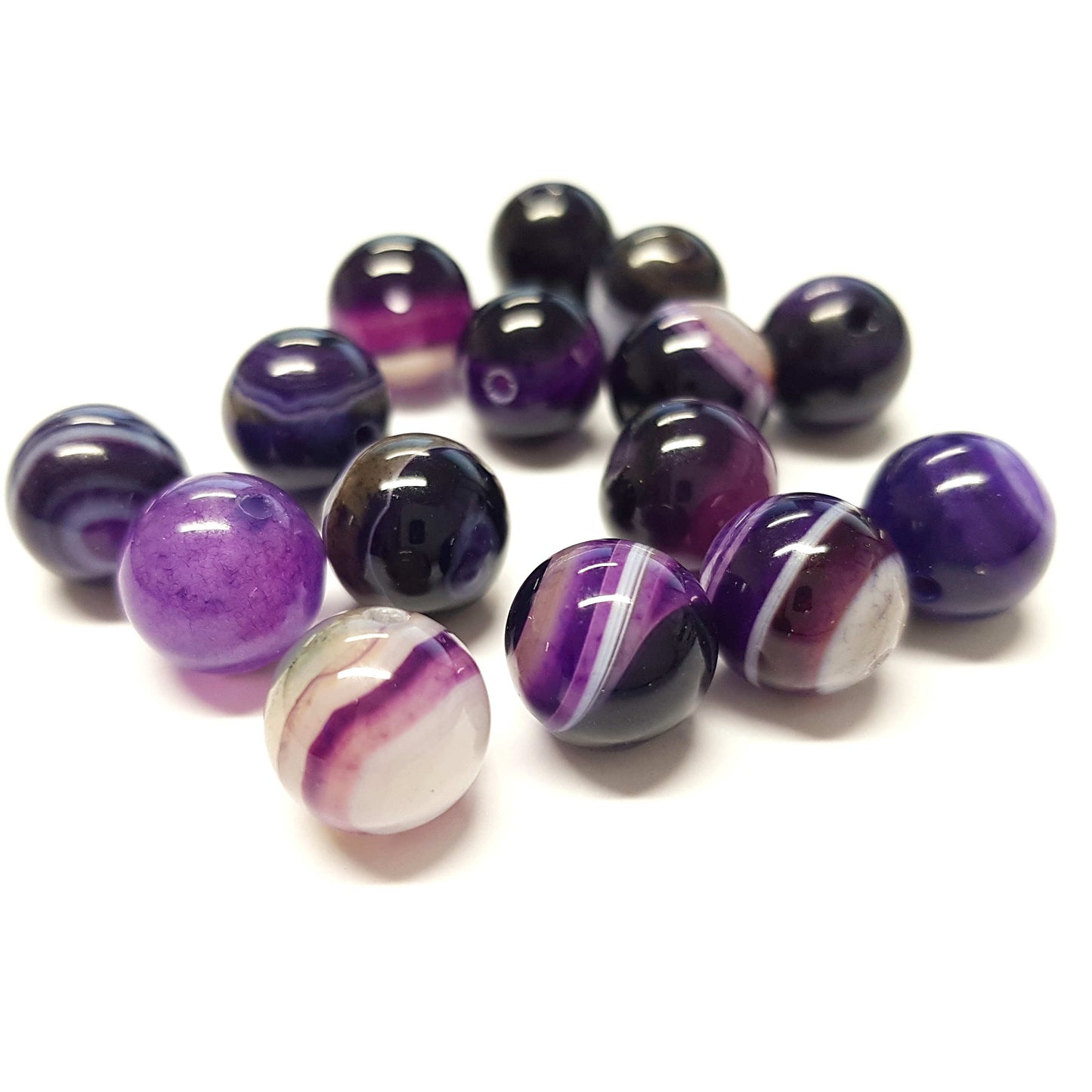 Perles rondes pierre gemme naturelle agate striée