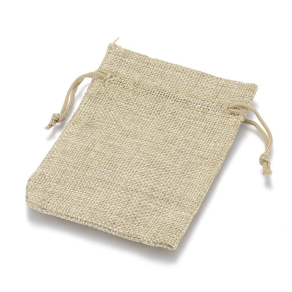 Pochettes jute 9 x 7 cm avec cordon lot de 10