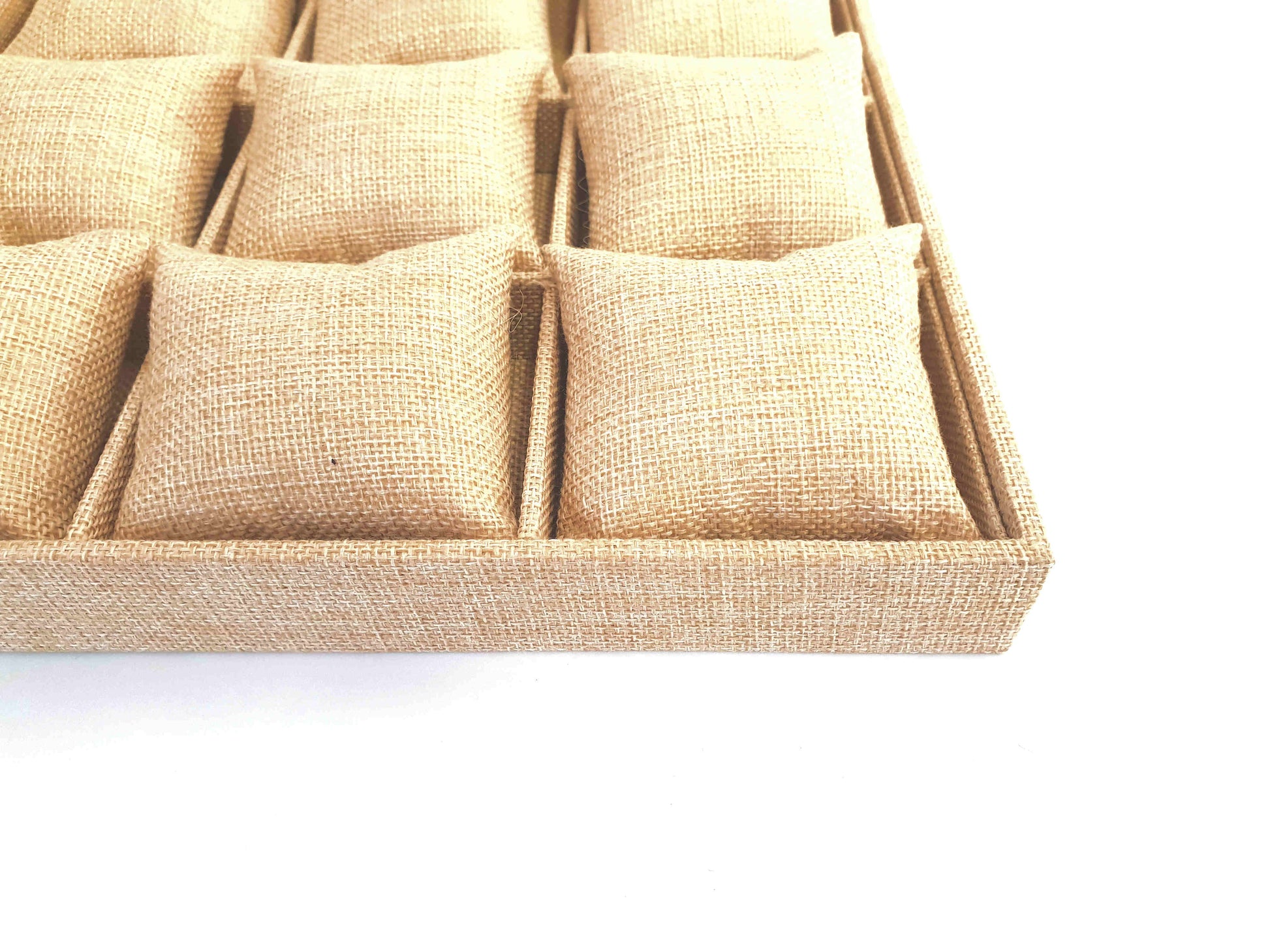 Plateau bracelets 12 compartiments toile de jute
