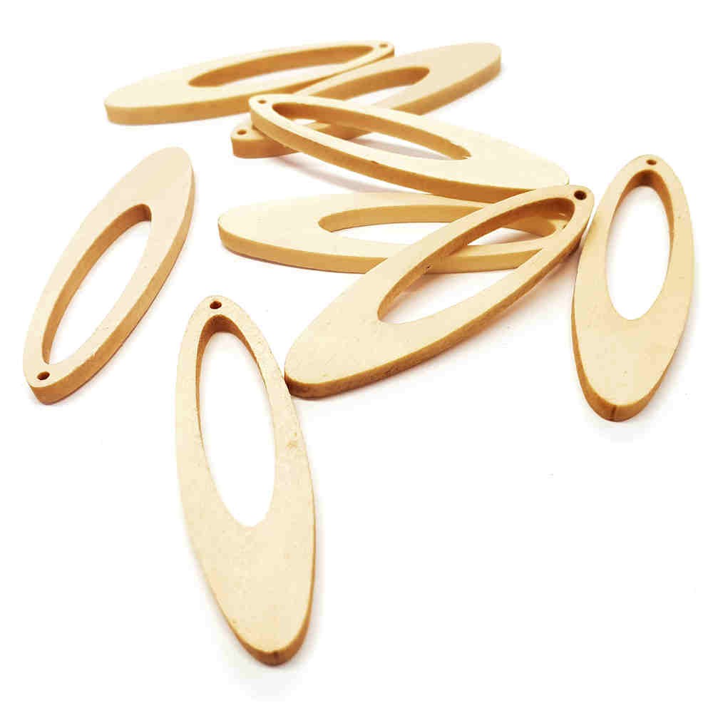 Breloque pendentif en bois ovale (lot de 5)