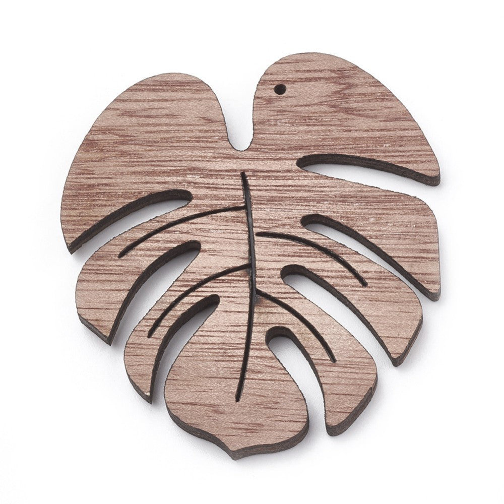 Breloque pendentif en bois feuilles monstera (lot de 2)