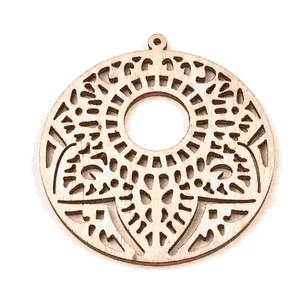 Breloque pendentif en bois rond 60 mm (lot de 2)