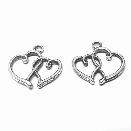 Breloque pendentif deux coeur style tibétain