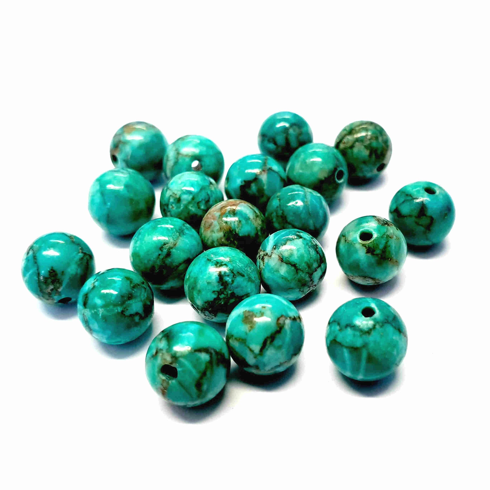 Perles rondes pierre gemme naturelle turquoise africaine