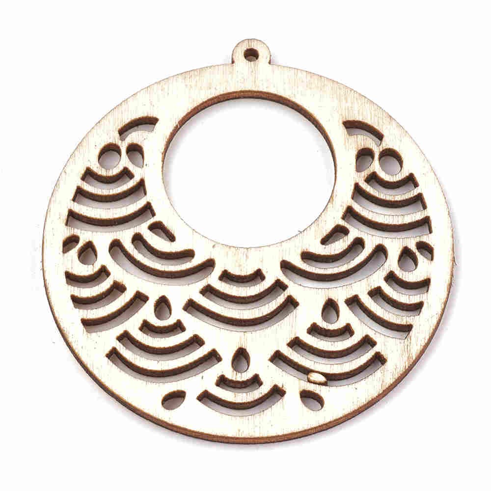 Breloque pendentif en bois rond 63.5 mm (lot de 2)