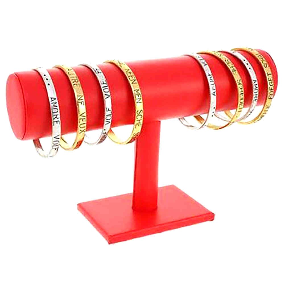 Support bracelet montres jonc en simili cuir à 1 rang