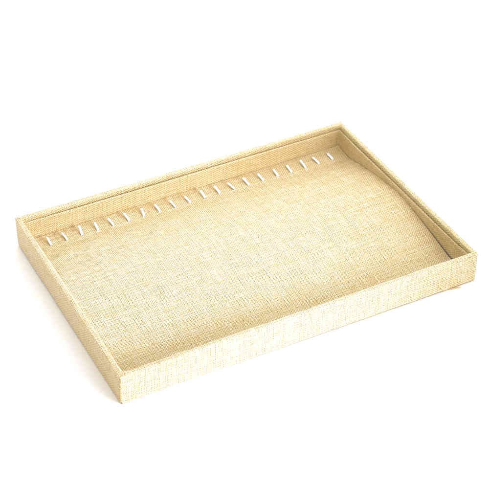 Plateau bijoux toile de jute pour 20 colliers