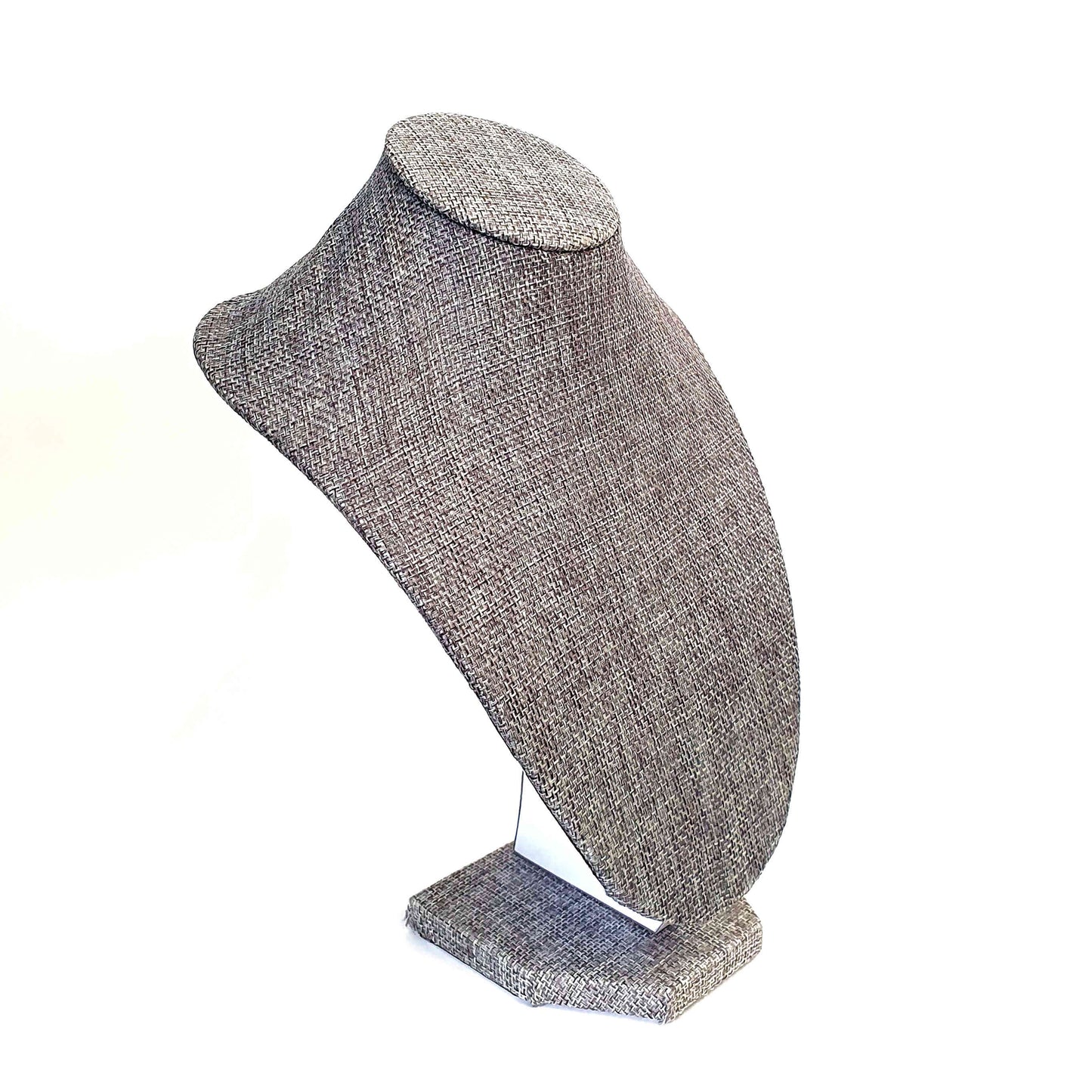 Buste porte collier toile de jute 18 cm