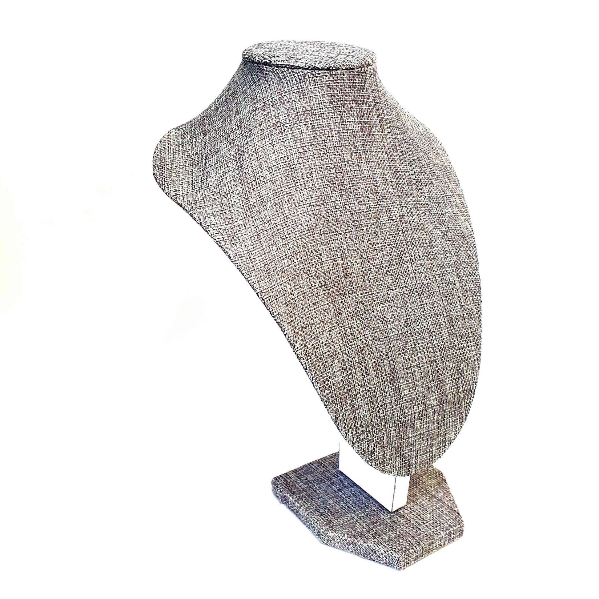 Buste porte collier toile de jute 26 cm