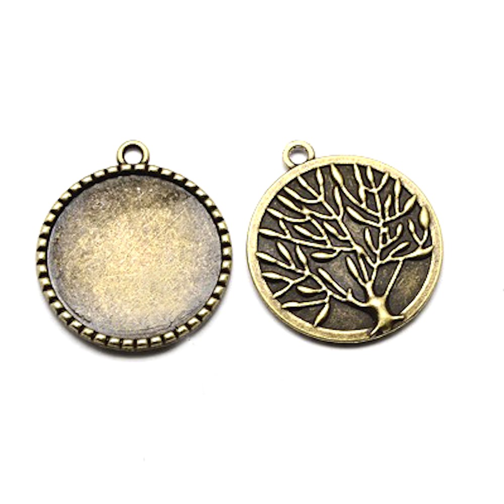 Support cabochon breloque Life Tree 32 x 28 mm (5 pièces)