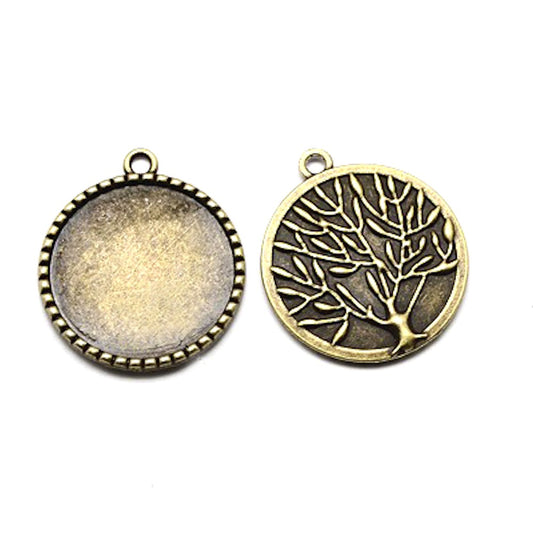 Support cabochon breloque Life Tree 32 x 28 mm (5 pièces)