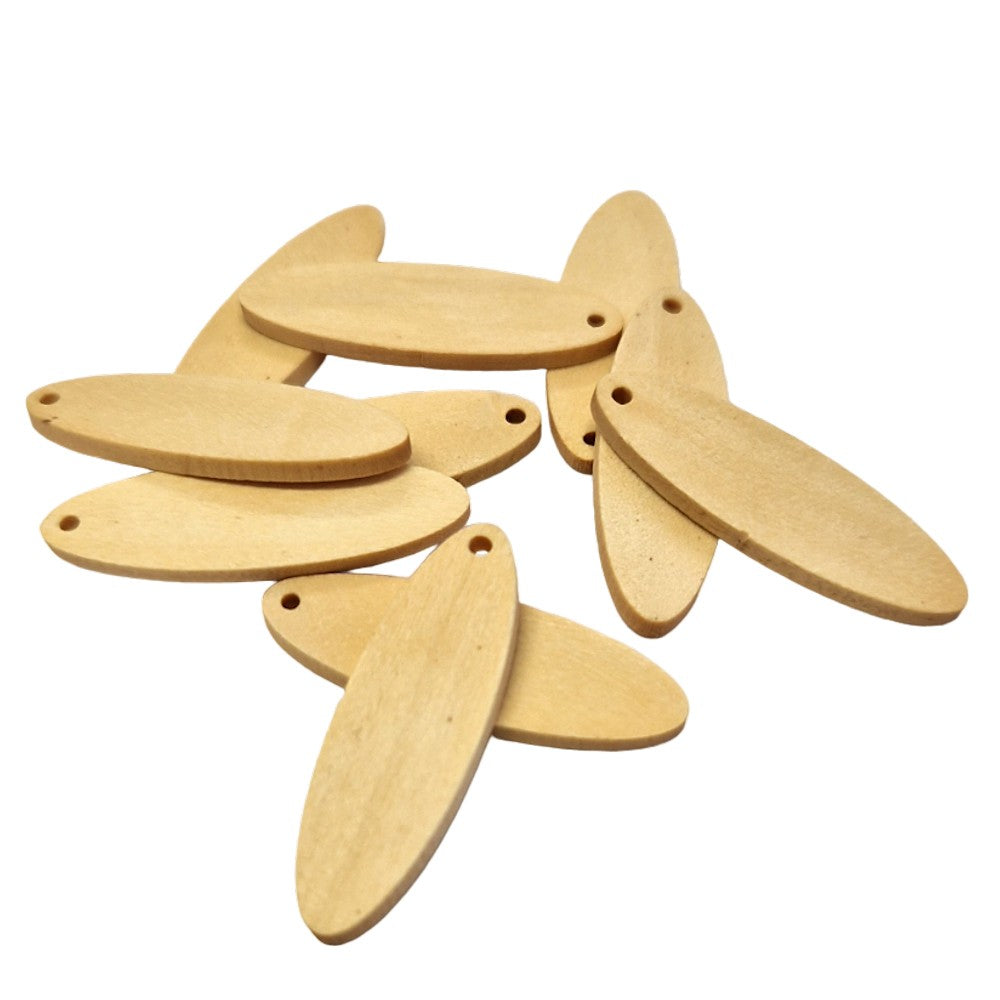 Breloque pendentif en bois ovale 35X12X2 mm (lot de 10)