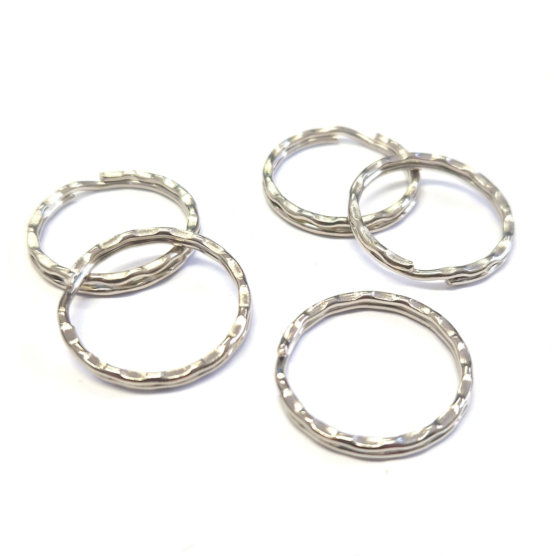 Anneaux support porte clé 25mm martelé (5 pièces)