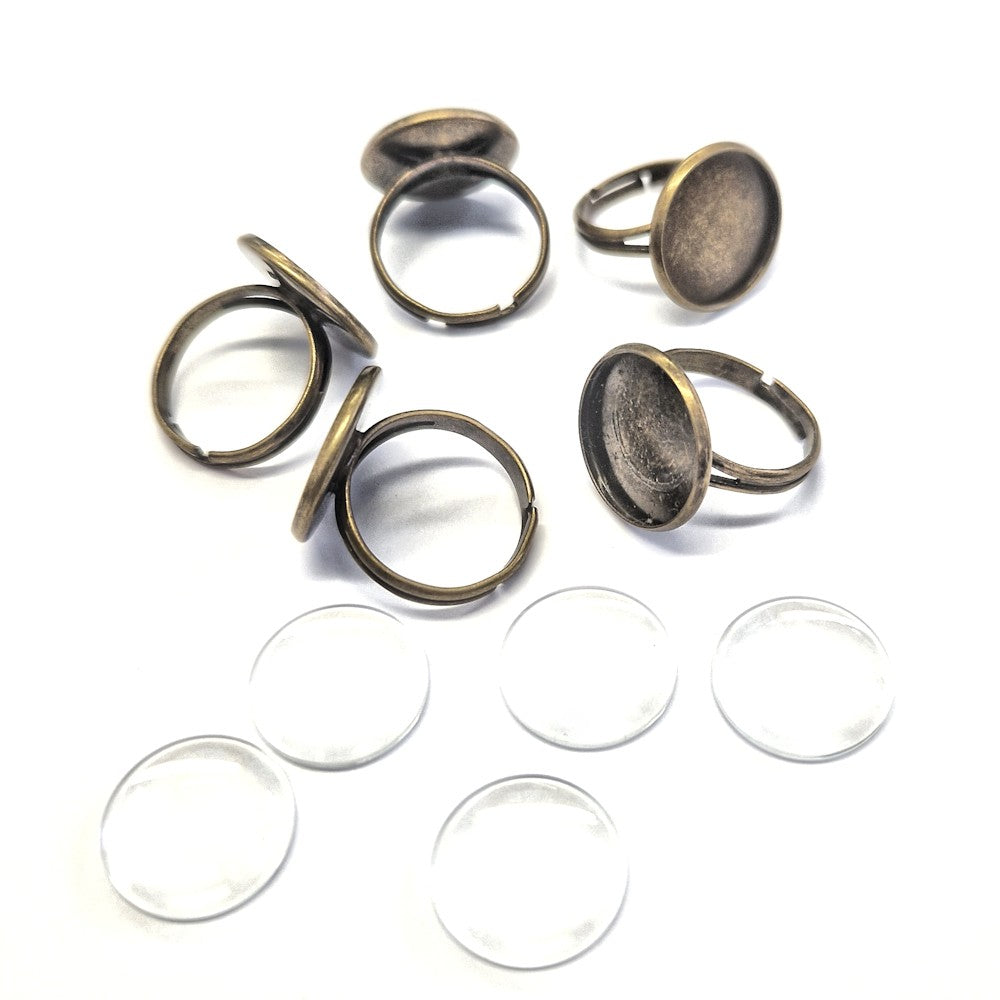 Kit support bague rond avec cabochon (5 pièces)