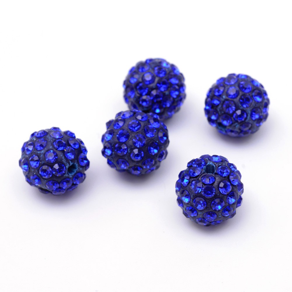 Perles rondes polymère avec strass 10mm (5 pièces)