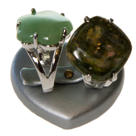 Mini presentoir bague alliance cœur simili cuir (2 bagues)