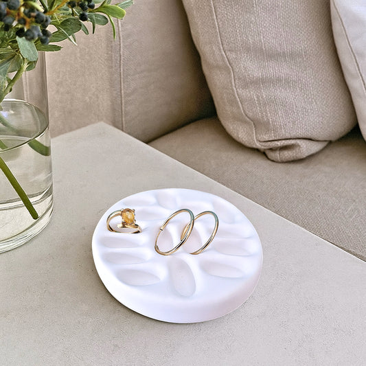 Plateau bagues artisanal en plâtre céramique – Plateau bijoux décoratif
