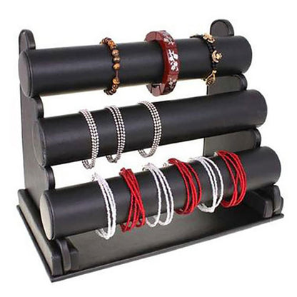 Support bracelet montres jonc en simili cuir à 3 rangs