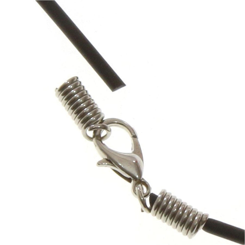 Colliers tour de cou 2 mm caoutchouc plein fermoir mousqueton (5 pièces)