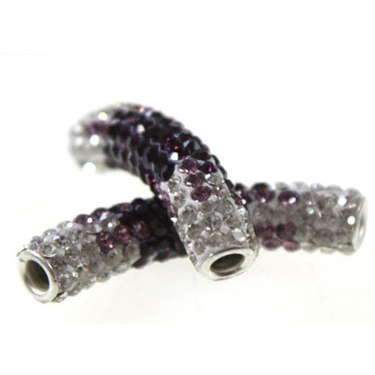 Perles shamballa tubes en cristal bicolores 45 mm (1 pièce)