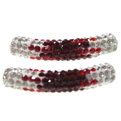 Perles shamballa tubes en cristal bicolores 45 mm (1 pièce)