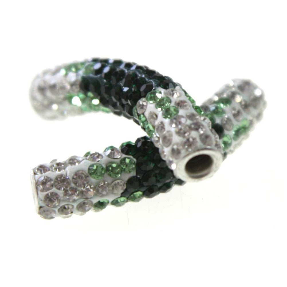 Perles shamballa tubes en cristal bicolores 45 mm (1 pièce)